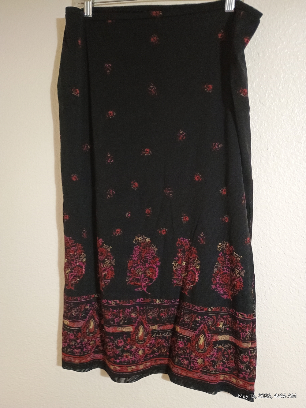 Emma James Black Maxi Skirt and Red Floral Border